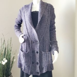 ELIE TAHARI Wool Blend Double Breasted Chunky Cardigan